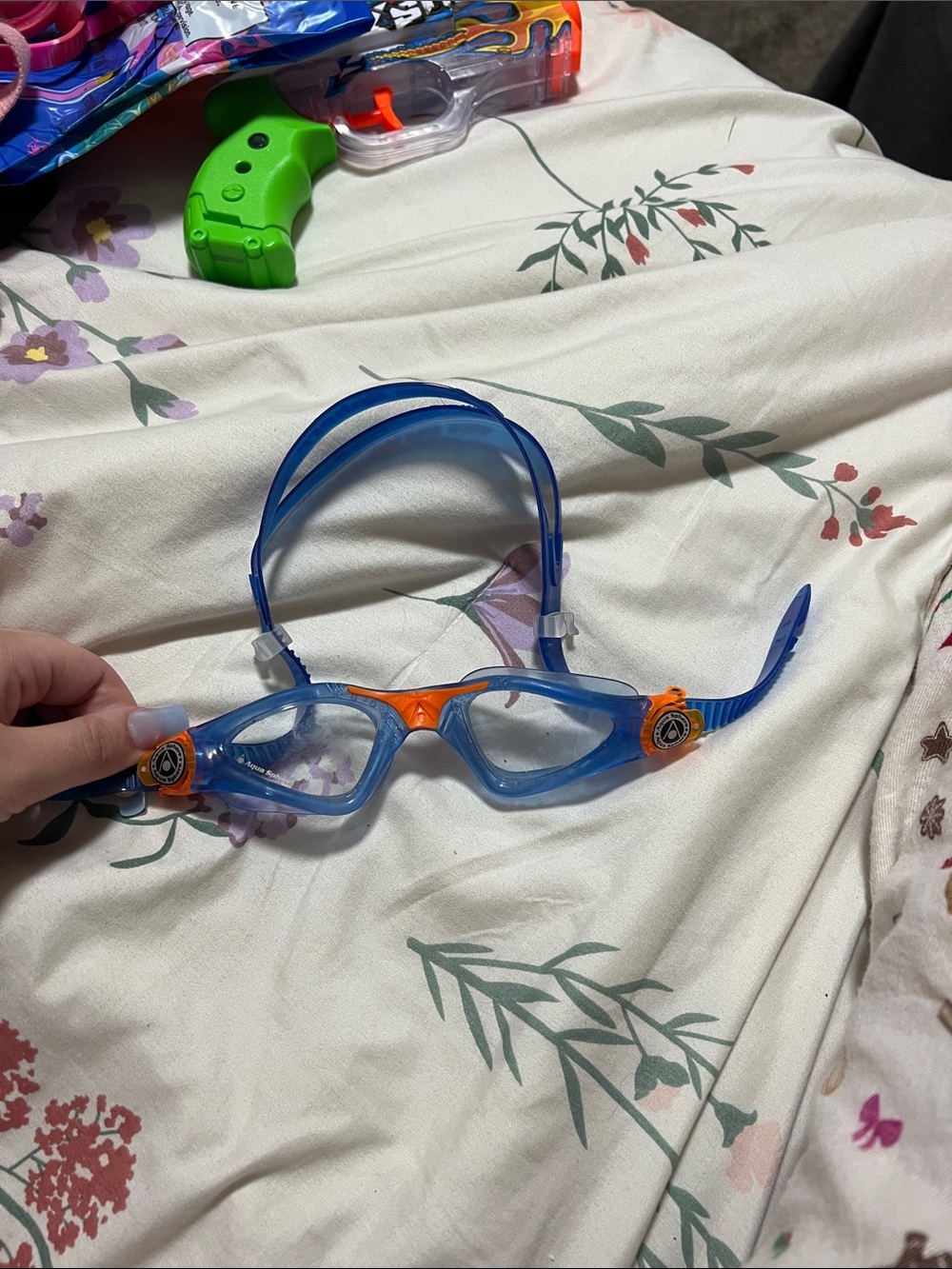 Kids Blue and Orange Swim Goggles